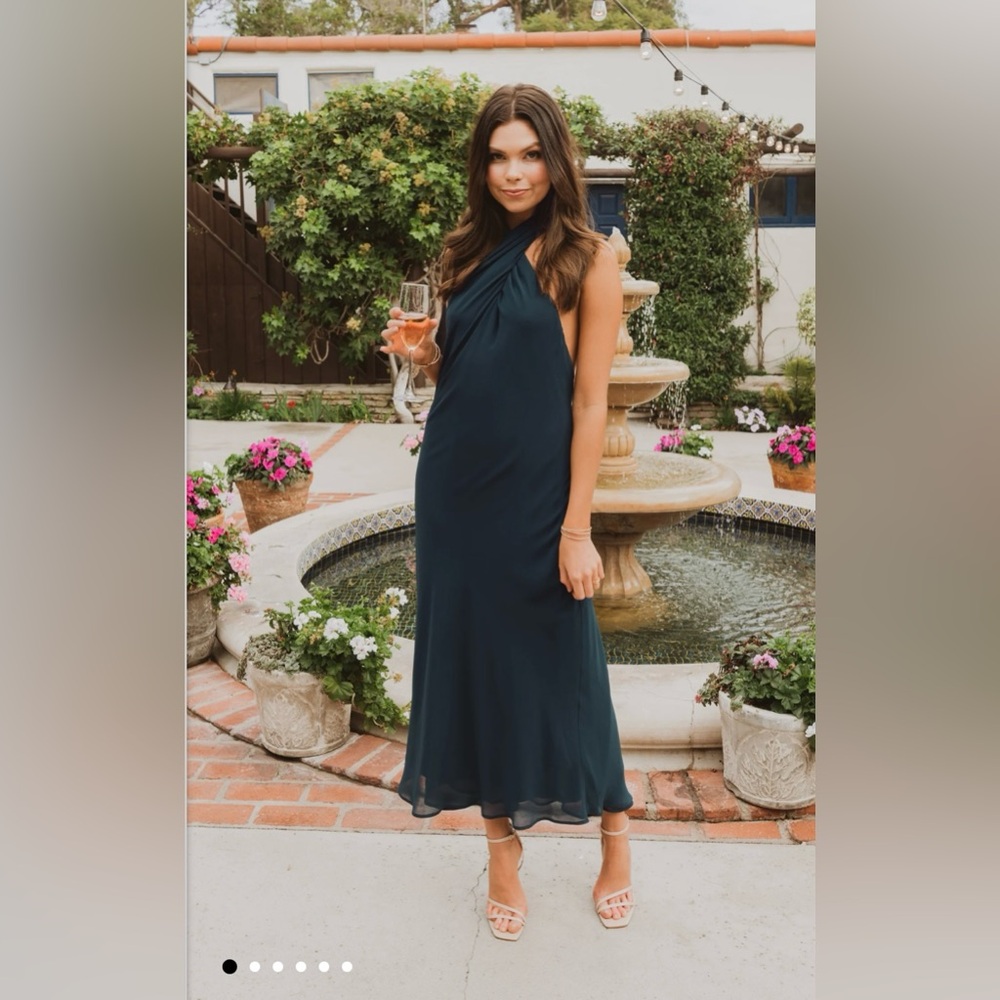 Show Me Your MuMu Navy Blue Halter Midi Dress